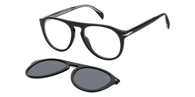 David Beckham Men's Pilot Eyeglass Frames w/ Polarized Clip-On Lens - DB7032GCS